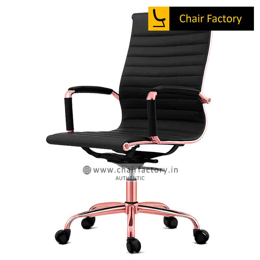 James Single Cushion Rose Gold Mid Back 100% Genuine Leather Office Modern Chairs